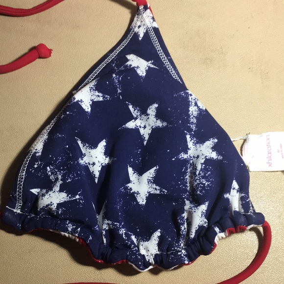 Sold Reversible American Flag Bikini Top Red White Blue Size M - Picture 4 of 7